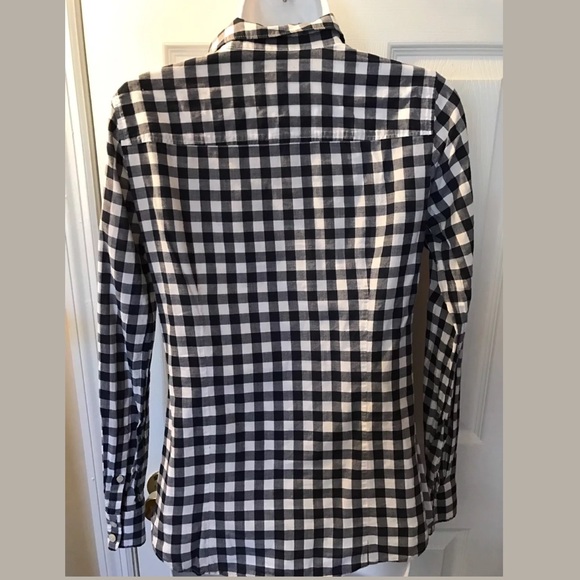 J. CREW The Perfect Shirt Blue White Gingham Plaid Top Button Down Blouse Navy - Picture 5 of 8